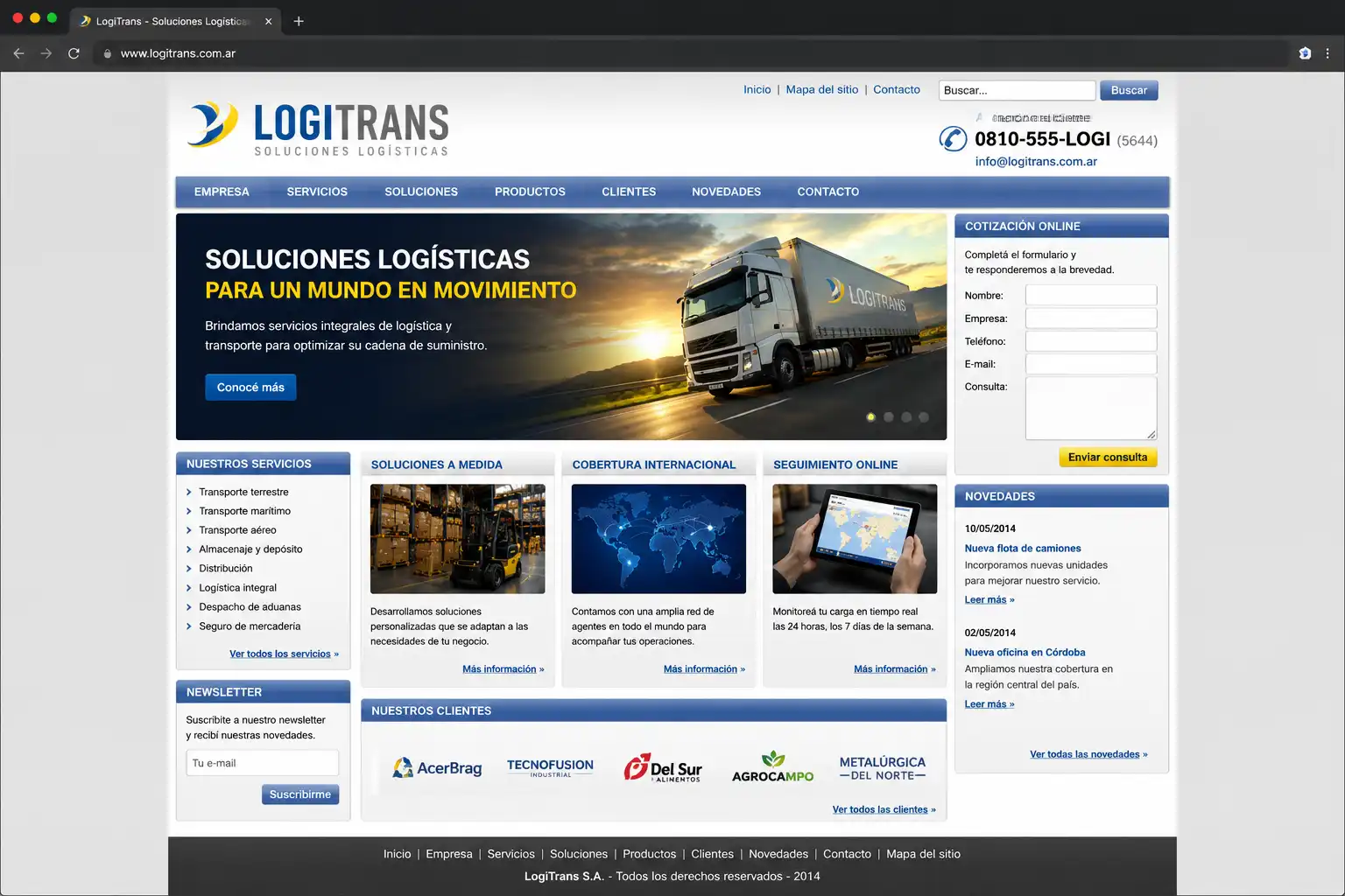Sitio web antiguo no responsive